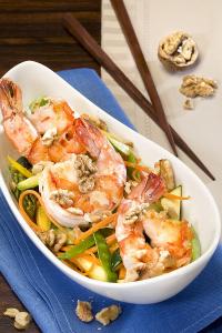 Wokgem&uuml;se mit Tigergarnelen